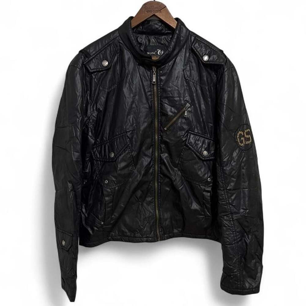 MryDik Collection Glossy Black Utility Zip Jacket